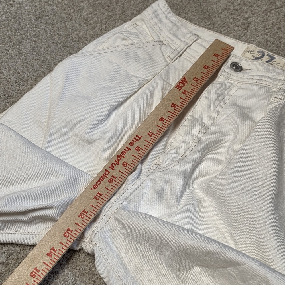 Free People We The Free Barrel Leg Jeans Womens 27 Ivory Cream High Rise Cotton - Picture 11 of 11